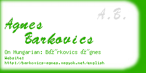 agnes barkovics business card